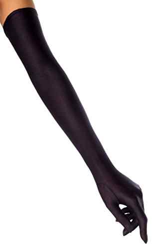 Damen Handschuhe lang Satin Abendmode schwarz weiss rot 10372 -one size-