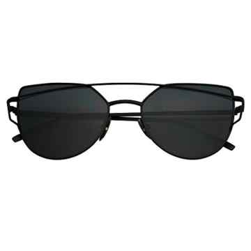 Damen Mode Polarisierte Katzenauge Sonnenbrille UV400 reflektierenden verspiegelte Linse Brille (Schwarz)