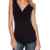 Damen V-Ausschnitt Ärmellos Wickelshirt Asymmetrisch Stretch Basic Shirt Tunika Obertail