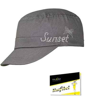 Damenurbancap GI Cap Urbancap Tellercap Armycap Cubacap Basecap Sommercap Schirmmütze uni mit Klettverschluss für Frauen (PT-7781-S17-DA0) inkl. EveryHead-Hutfibel