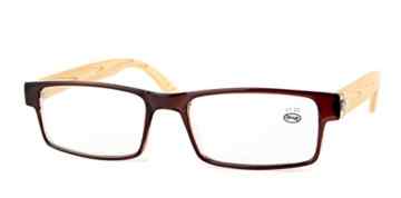 Demel Augenoptik Holz Lesebrille – Hochwertiger Kunststoff Rahmen / modernes Lesehilfen Design / Bügel in Holzoptik mit Federscharnieren / inkl. Einstecketui