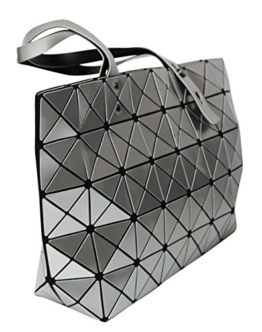 Designer Damen-Shopper in Silber by Sassyclassy | Stylische Beutel-Tasche mit silbernen, glänzenden Lackplättchen | Henkeltasche mit Reißverschluss | Große Schultertasche mit verstellbarem Träger