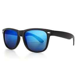 Distressed Blues Matt matte Sonnenbrille im Retro Wayfarer Stil 80er