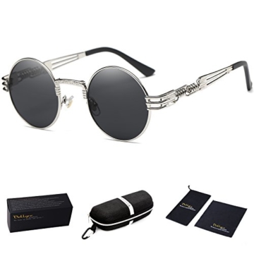 Dollger John Lennon Runde Metalle Rahmen Sonnenbrille Klassiker Steampunk Stil
