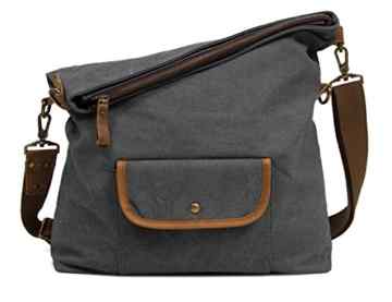 ECOSUSI Umhängetasche Canvas Schultertasche Retro Freizeit Stil für Damen Herren