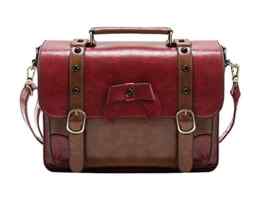 Ecosusi 32 x 25 x 10 cm Kunstleder vintage tasche damen Messenger Bag Umhängetasche Schultaschen Schultertasche
