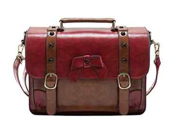 Ecosusi 32 x 25 x 10 cm Kunstleder vintage tasche damen Messenger Bag Umhängetasche Schultaschen Schultertasche