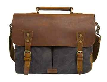 Ecosusi Aktentasche Messenger Bag Damen Umhängetasche Herren Schultertasche Leder Tasche