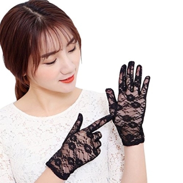 Eizur 1 Paar Sommer Frauen Dame Girl Sexy Lace Floral Handschuhe kurz Sun UV-Schutz Proof Thin elegante kurze Handschuhe Hochzeit Handschuhe für Kleid, Fahren, Hochzeit