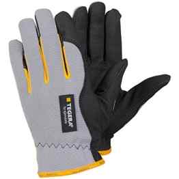 Ejendals Handschuh „Tegera 9124“ aus Synthetikleder, Größe 9, 1 Stück, grau / schwarz / gelb, 9124-9
