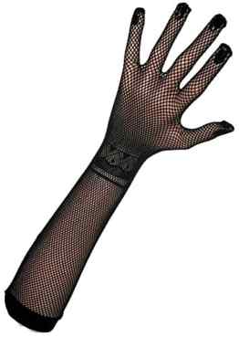 Elegante ca. 42cm lange schwarze Spitzen Netz Handschuhe von PartyXplosion 12065