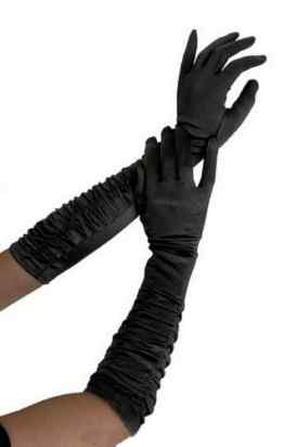 Ellenbogen lange Satin Handschuhe GERAFFT in 3 verschiedenen Farben zur Auswahl bunny-shop