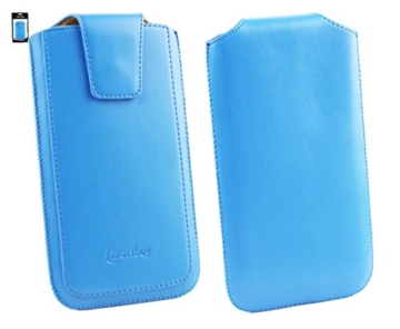 Emartbuy® Sleek Serie Light Blau Luxury PU Leder Tasche Hülle Schutzhülle Case Cover ( Größe 5XL ) Mit Ausziehhilfe Geeignet für Microsoft Lumia 640 XL LTE / 640 XL LTE Dual Sim