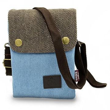 Entzückende Leinwand Damen Mädchen kleine Tasche Umhängetasche Schultertasche Handytasche für iPhone 6S Plus iphone 7 Plus Samsung Galaxy Note 5 Blackberry 8300 HTC One Max Sony Xperia Z3 Z5 (Blau)