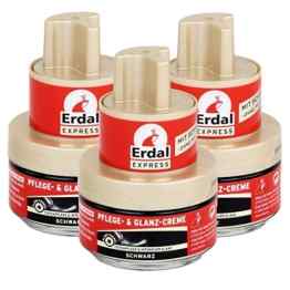 Erdal Express Pflege- & Glanz-Creme Schwarz 40ml – mit Schwamm (3er Pack)