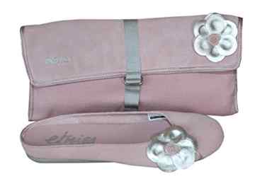 Etnies Skateboard Damen Ballerinas Pixie Rosa/Silber + Clutch Tasche Rosa/ Silber 1 B Ware