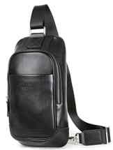 Everdoss Herren echt Leder Schultertasche Brusttasche Chest Pack klein Bauchtasche Freizeittasche Daypacks Sporttasche