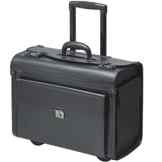 Excl. Kunstleder Pilotentrolley schwarz Pilotenkoffer mit Rollen Vortasche und Notebookfach 38104
