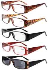 Eyekepper 5 Stuecke Federscharniere Rechteck Lesebrille Sonnen Leser +2.5