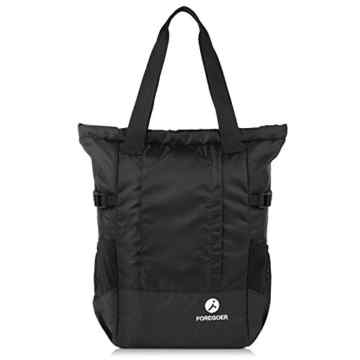 FOREGOER Leichter Reise Shopper Rucksack Faltbarer Reisetasche- Schwarz