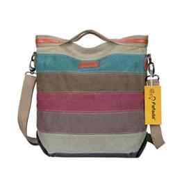 Fafada Damen Mädchen Canvas Leder Shopper Handtasche Mehrfarbige Regenbogen Alltagstasche Schultertasche Umhängetasche