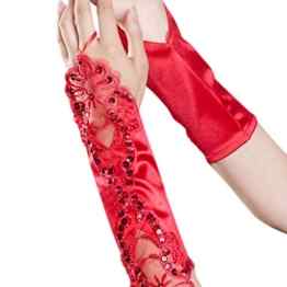 FakeFace Premium Brauthandschuhe aus Spitze mit Fingerlose Hochzeithandschuhe Satin Handschuhe für Hochzeit Abend Party in Verschiedene Farbe, Lang