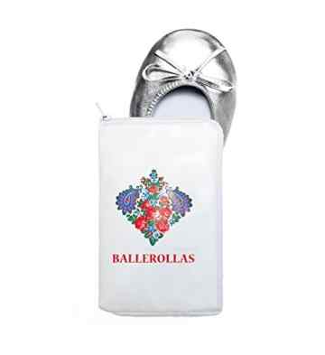 Faltbare Ballerinas zum Mitnehmen BALLEROLLAS – Afterparty Schuhe – Wechselschuhe, silber 41-42