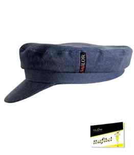 Fiebig Seglermütze Elbsegler Schiffermütze Denimcap Sportcap Sportmütze Sailor Jeanscap Jeansmütze Damenmütze unisex (FI-40187-S16-DA0) inkl. EveryHead-Hutfibel