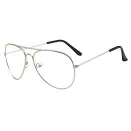 Forepin® Jahrgang Pilotflieger Brille Pilot Metallrahmen Sonnenbrille Klare Linse Gläser