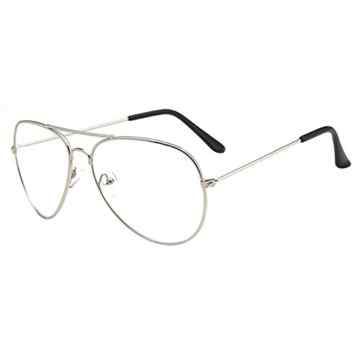 Forepin® Jahrgang Pilotflieger Brille Pilot Metallrahmen Sonnenbrille Klare Linse Gläser