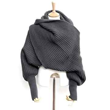 Foxnovo Mode koreanischen Stil Herbst Winter Unisex gestrickter Schal Cape Schal mit Ärmeln (dunkelgrau)