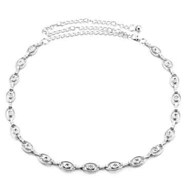 Frauen Luxuxrhinestone Kettengürtel Hüftgürtel Für Kleid Dekor Silber