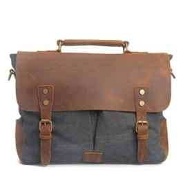 Fresion Mens/Womens Herren Vintage Messenger Bag Umhängetasche Aktentasche Schultertasche 14 Zoll Laptoptasche