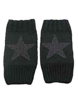 GROJADORI Damen Handwärmer Handstulpe mit Glitzer Strass Stern