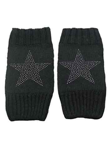 GROJADORI Damen Handwärmer Handstulpe mit Glitzer Strass Stern