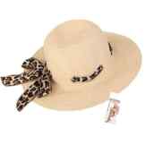 Galeja Damenhut Strohhut mit Leobandgarnitur Sommerhut in 2 Farben und 2 Größen 56-57 und 57-58 Strandhut Sonnenhut