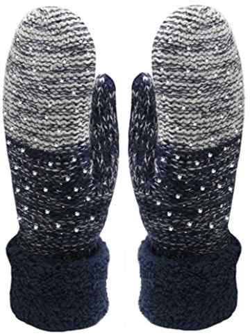 Handschuhe Fäustlinge mit Strass Strick Handschuhe gefüttert