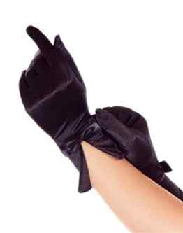 Handschuhe kurz Satin für Braut Hochzeit Abendmode Gala Gothic super Passform