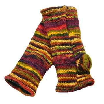 Handstulpen Pulswärmer Stulpen handgestrickt aus 100% Wolle mit Fleecefutter one size braun rot