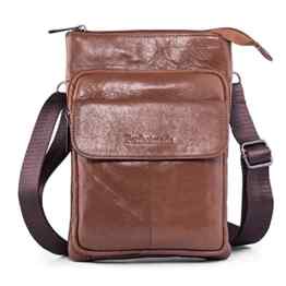 Hengying Echt Leder Kleine Schultertasche Herrentasche Messenger Tasche mit Viele Fächer für iPad Mini Reise Alltag Urlaub