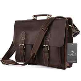 High Quality Handmade Bags Herren-Aktentasche / Laptoptasche / Umhängetasche, Leder, handgemacht, Farbe Dark Coffee, 39 x 7,6 x 29 cm