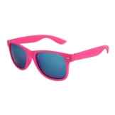 Hochwertige gummierte Nerd Sonnenbrille Rubber im Retro Stil Vintage Unisex Brille mit Federscharnier Blau und Rot verspiegelte Gläser