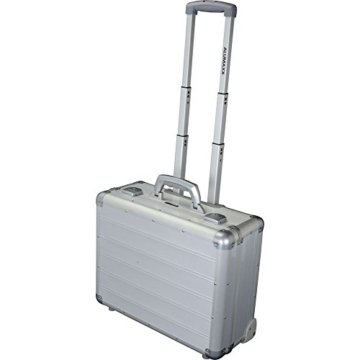 Hochwertiger Alumaxx Pilotenkoffer Aluminium Alu Silber Matt, Reise-Trolley Hartschalen Koffer mit Laptopfach + sicheres Schloss-System mit Zweifachverschließung und Öffnungsautomatik