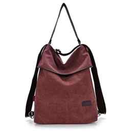 HongyuTing Vintage Canvas Damen Schultertasche Retro Rucksack Multifunktionale Tasche für Arbeit, Schule und Lässige täglich