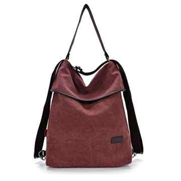 HongyuTing Vintage Canvas Damen Schultertasche Retro Rucksack Multifunktionale Tasche für Arbeit, Schule und Lässige täglich