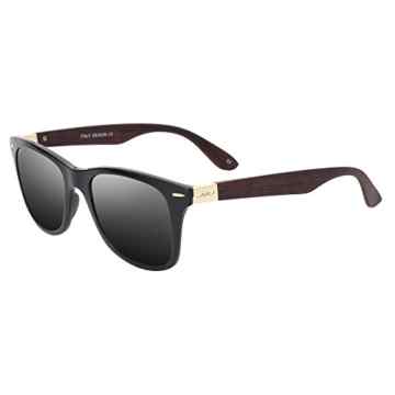 JULI® Mens Womens Mode Wayfarer Holz Bambus gedruckt wickeln Sie 52MM Sonnenbrille 4195WN