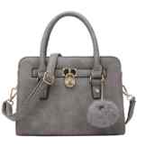 KAMIERFA Damen Vintage Matt PU Leder Handtaschen Henkeltasche mit Pelz-Kugel
