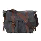 Kattee Umhängetasche Canvas + Leder Schultertasche Messenger Bag Kuriertaschen Schultasche