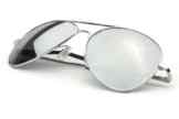 Klassische Pilotenbrille Fliegerbrille Spiegelbrille Sonnenbrille Brille silber verspiegelt