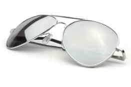 Klassische Pilotenbrille Fliegerbrille Spiegelbrille Sonnenbrille Brille silber verspiegelt